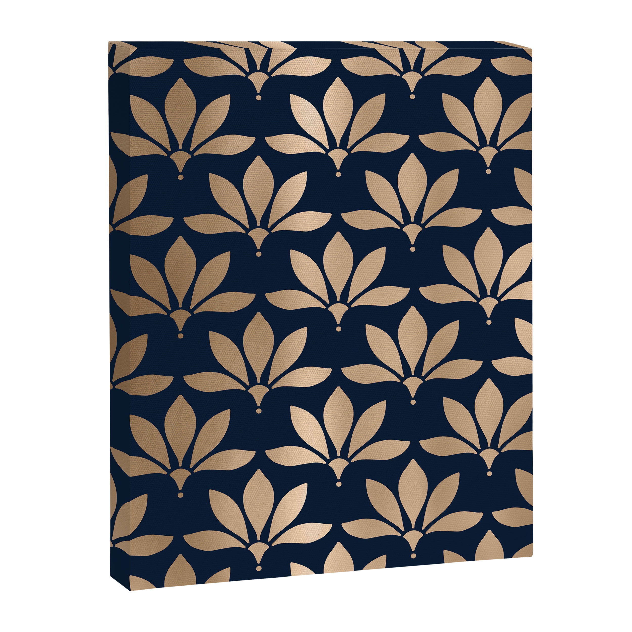 Gold and Navy Art Deco Leaf Design Canvas Print Gallery Image 8