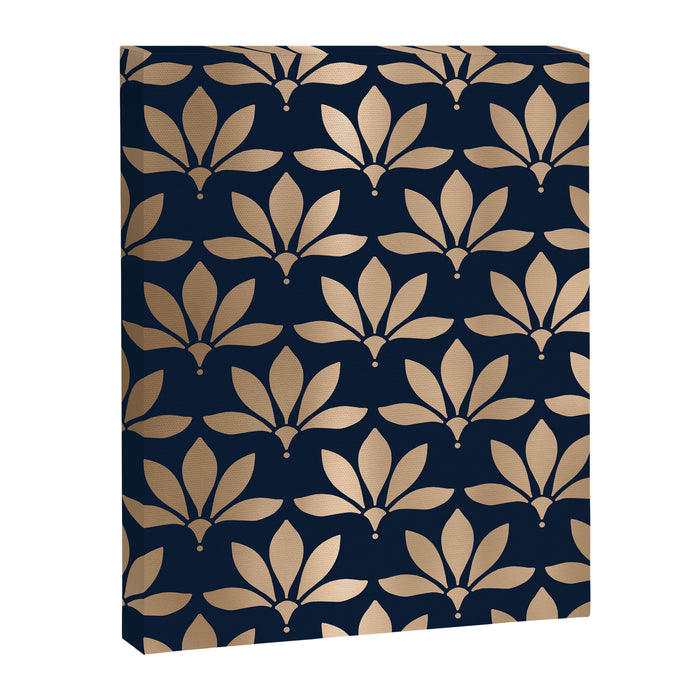 Gold and Navy Art Deco Leaf Design Canvas Print Gallery Image 1