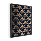 Gold and Navy Art Deco Leaf Design Framed Canvas Print Gallery Image 2
