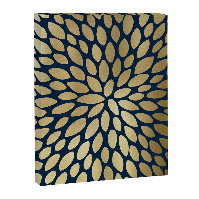 Gold and Navy Floral Bloom Canvas Print Gallery Image 1