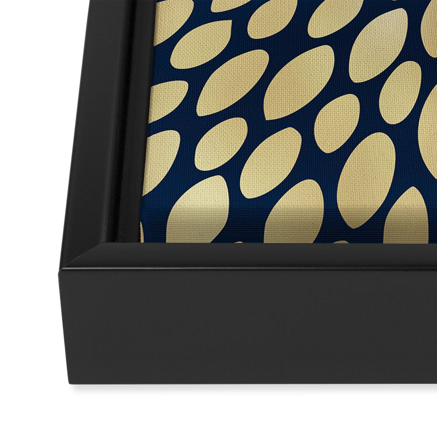Gold and Navy Floral Bloom Framed Canvas Print Gallery Image 3
