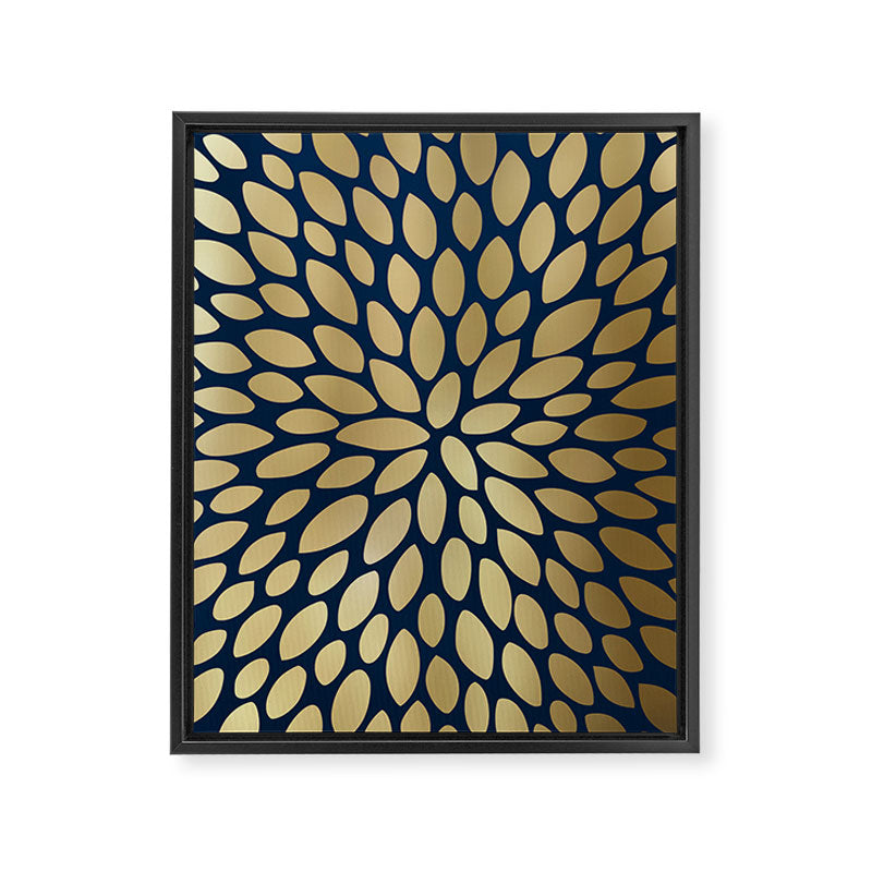 Gold and Navy Floral Bloom Framed Canvas Print Gallery Image 8