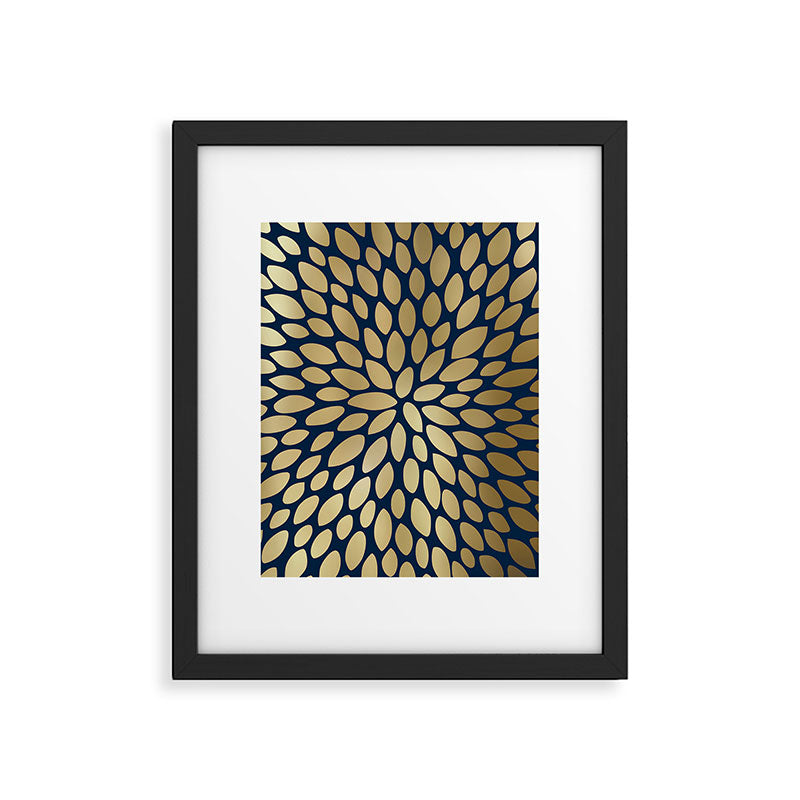 Gold and Navy Floral Bloom Framed Art Print Gallery Image 4