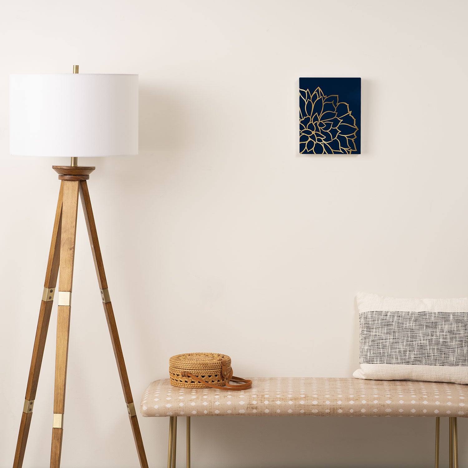 Gold and Navy Flower Canvas Print Gallery Image 2