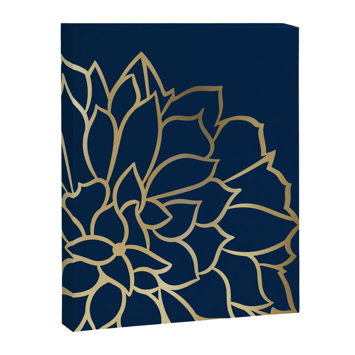 Gold and Navy Flower Canvas Print Gallery Image 1