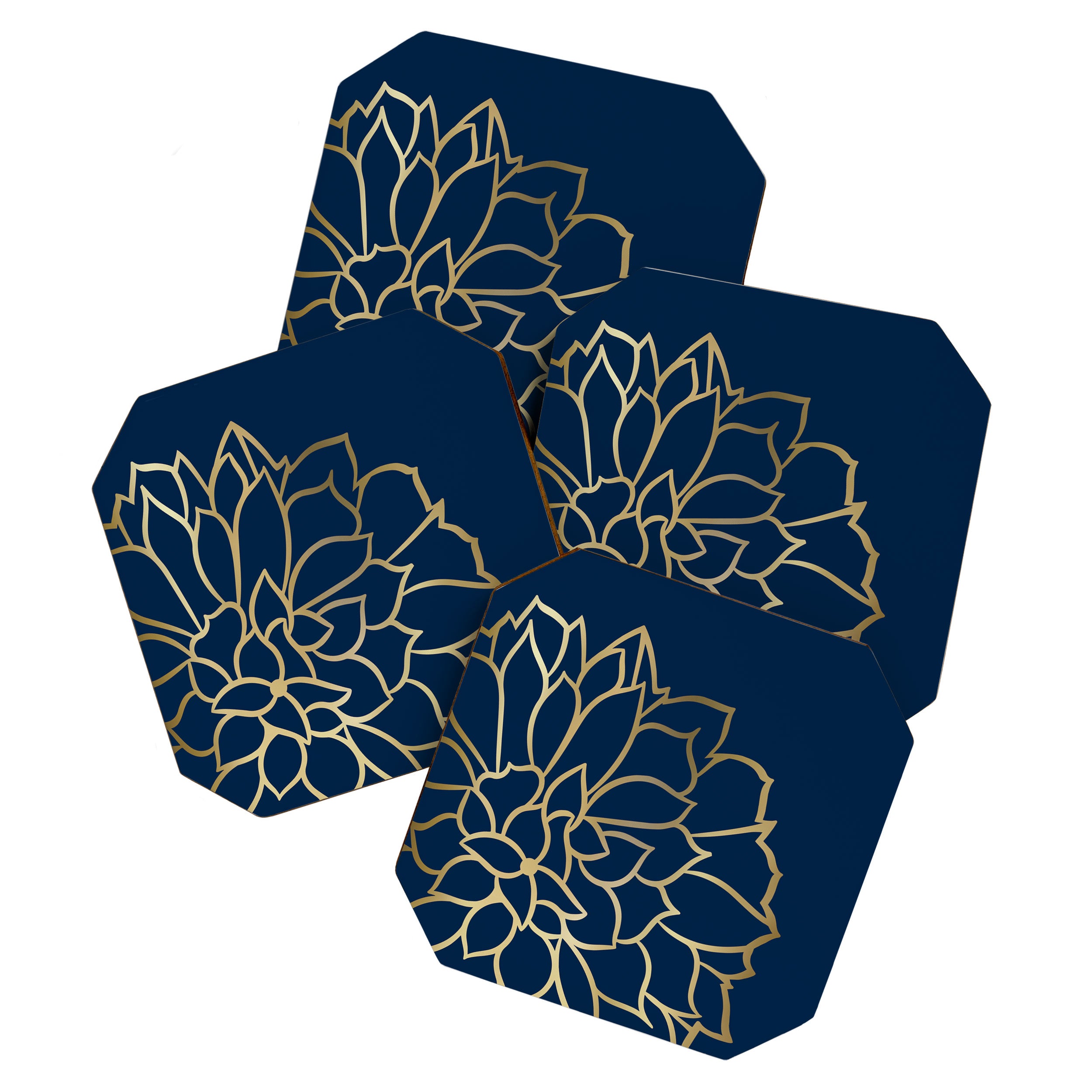 Gold and Navy Flower Coaster Gallery Image 1