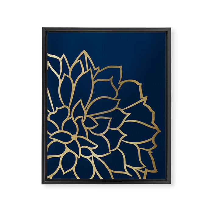 Gold and Navy Flower Framed Canvas Print Gallery Image 1