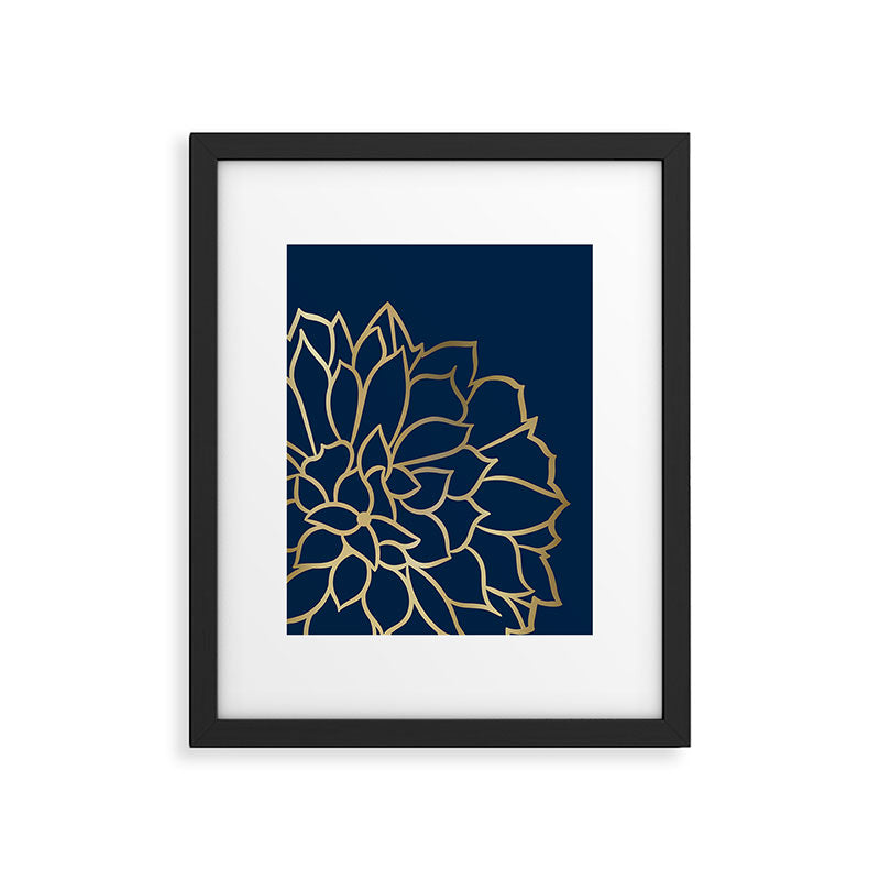 Gold and Navy Flower Framed Art Print Gallery Image 6