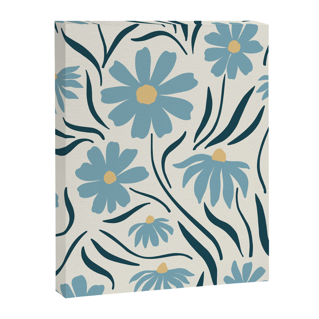 Happy Florals, Light Blue and Yellow Canvas Print Gallery Image 8