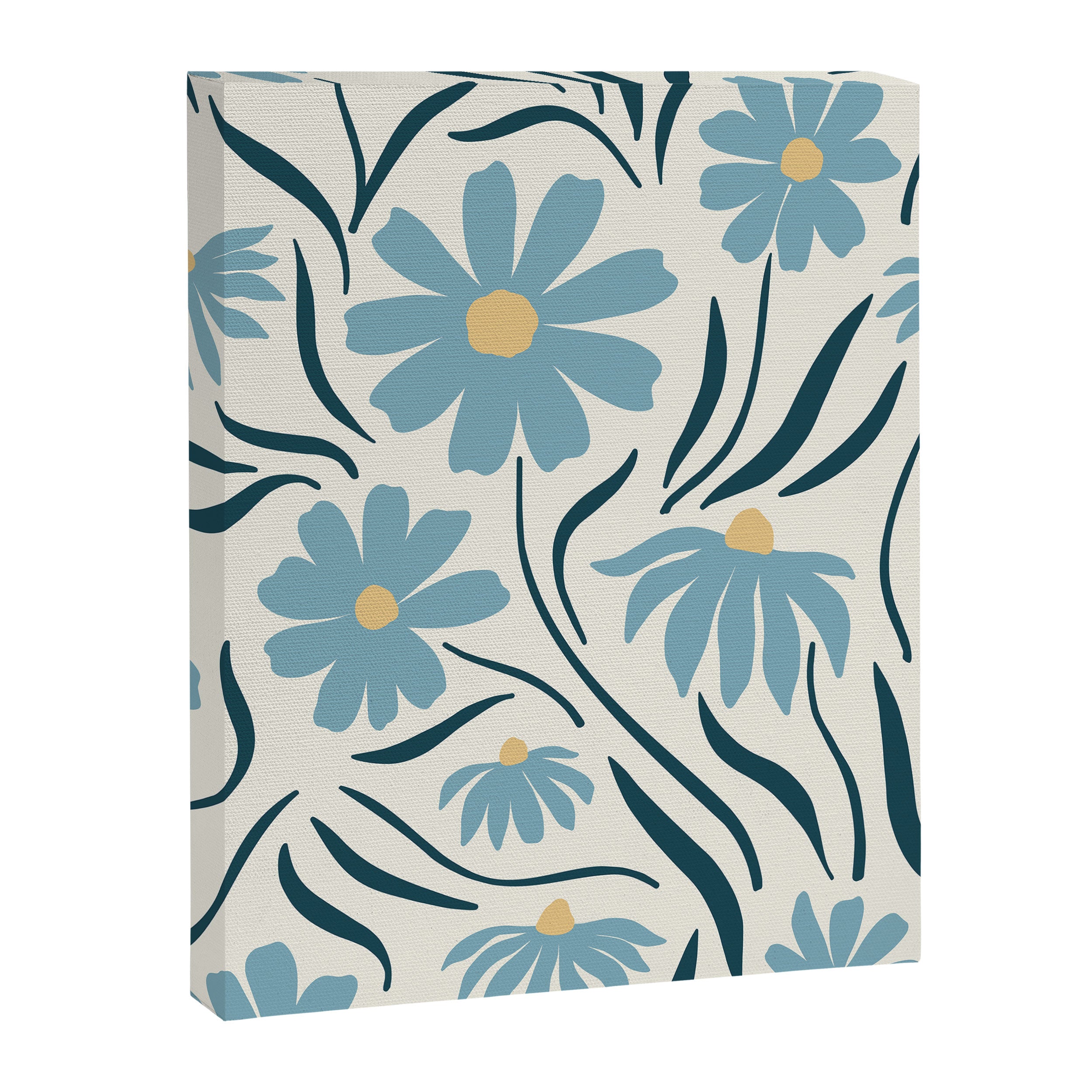 Happy Florals, Light Blue and Yellow Canvas Print Gallery Image 8