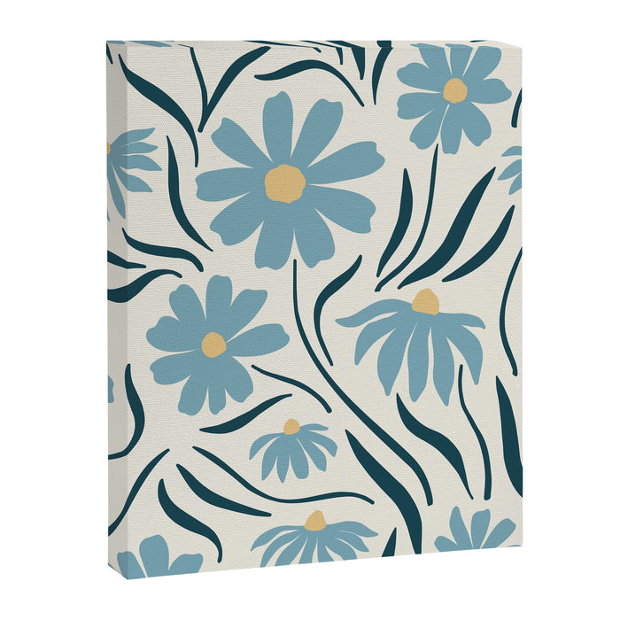 Happy Florals, Light Blue and Yellow Canvas Print Gallery Image 1
