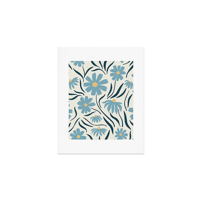 Happy Florals, Light Blue and Yellow Art Print Gallery Image 1