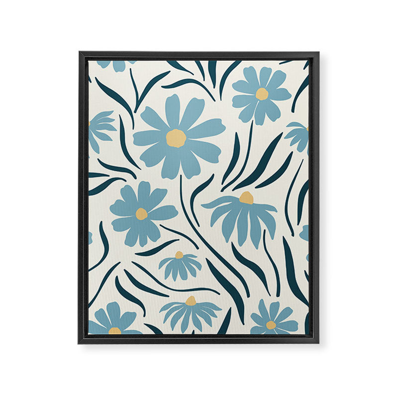 Happy Florals, Light Blue and Yellow Framed Canvas Print Gallery Image 8
