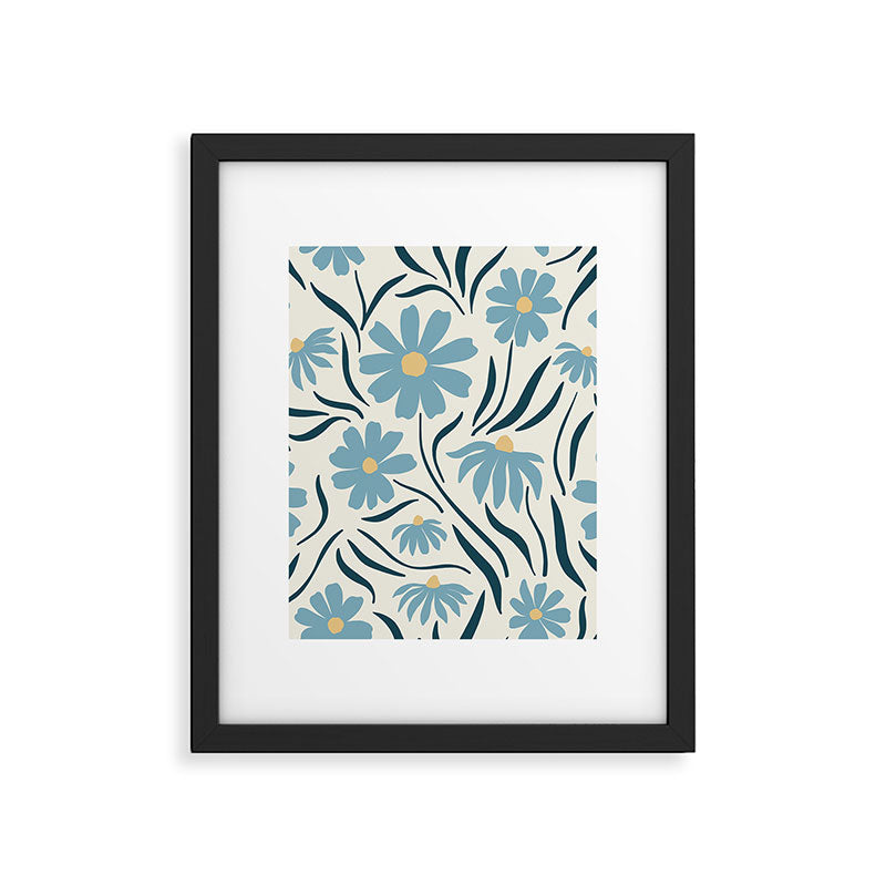Happy Florals, Light Blue and Yellow Framed Art Print Gallery Image 6