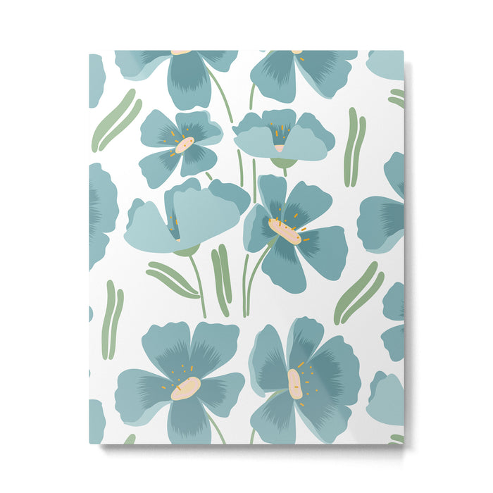 Harleigh Floral Art, Teal and White Metal Print Gallery Image 1