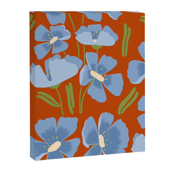 Harleigh Flower Art, Orange and Blue Canvas Print Gallery Image 1