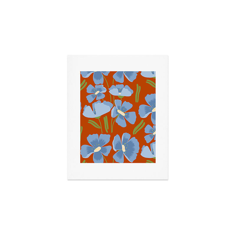 Harleigh Flower Art, Orange and Blue Art Print Gallery Image 1