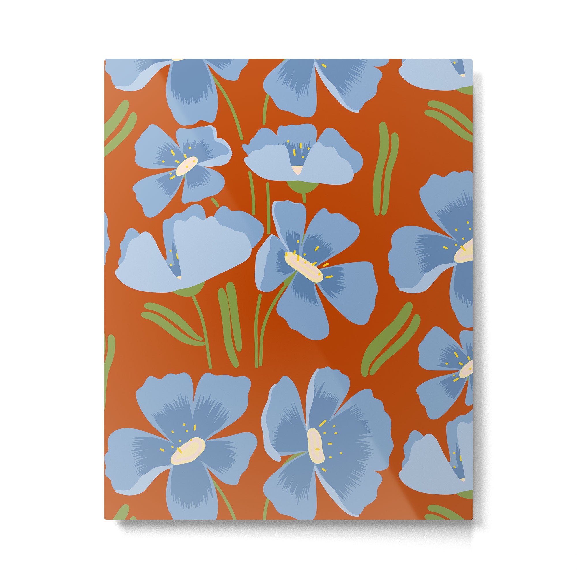 Harleigh Flower Art, Orange and Blue Metal Print Gallery Image 6