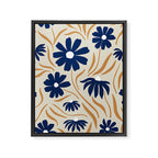 Harper Floral Print, Navy, Mustard and Beige Framed Canvas Print Gallery Image 8