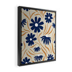 Harper Floral Print, Navy, Mustard and Beige Framed Canvas Print Gallery Image 2