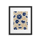 Harper Floral Print, Navy, Mustard and Beige Framed Art Print Gallery Image 4