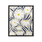 Harper Floral Prints, Ivory, Yellow Navy Blue Framed Canvas Print Gallery Image 8