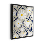Harper Floral Prints, Ivory, Yellow Navy Blue Framed Canvas Print Gallery Image 2