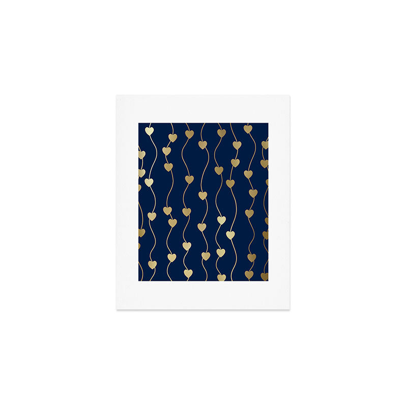 Heart Strings in Navy and Gold Art Print Gallery Image 1
