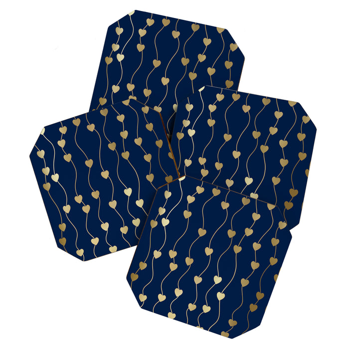 Heart Strings in Navy and Gold Coaster Gallery Image 1