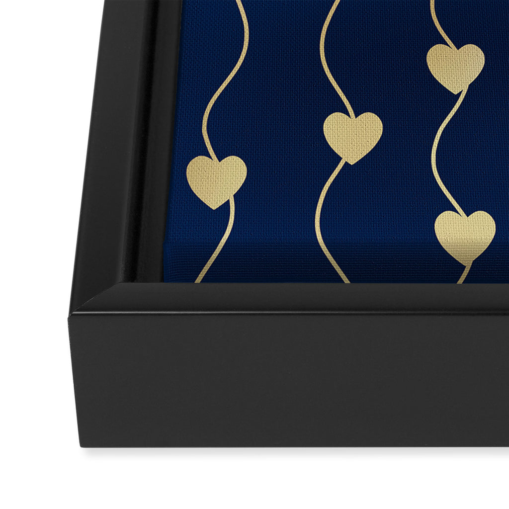 Heart Strings in Navy and Gold Framed Canvas Print Gallery Image 3