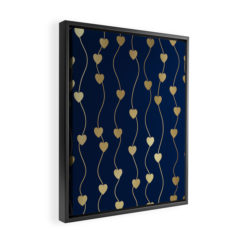 Heart Strings in Navy and Gold Framed Canvas Print Gallery Image 2