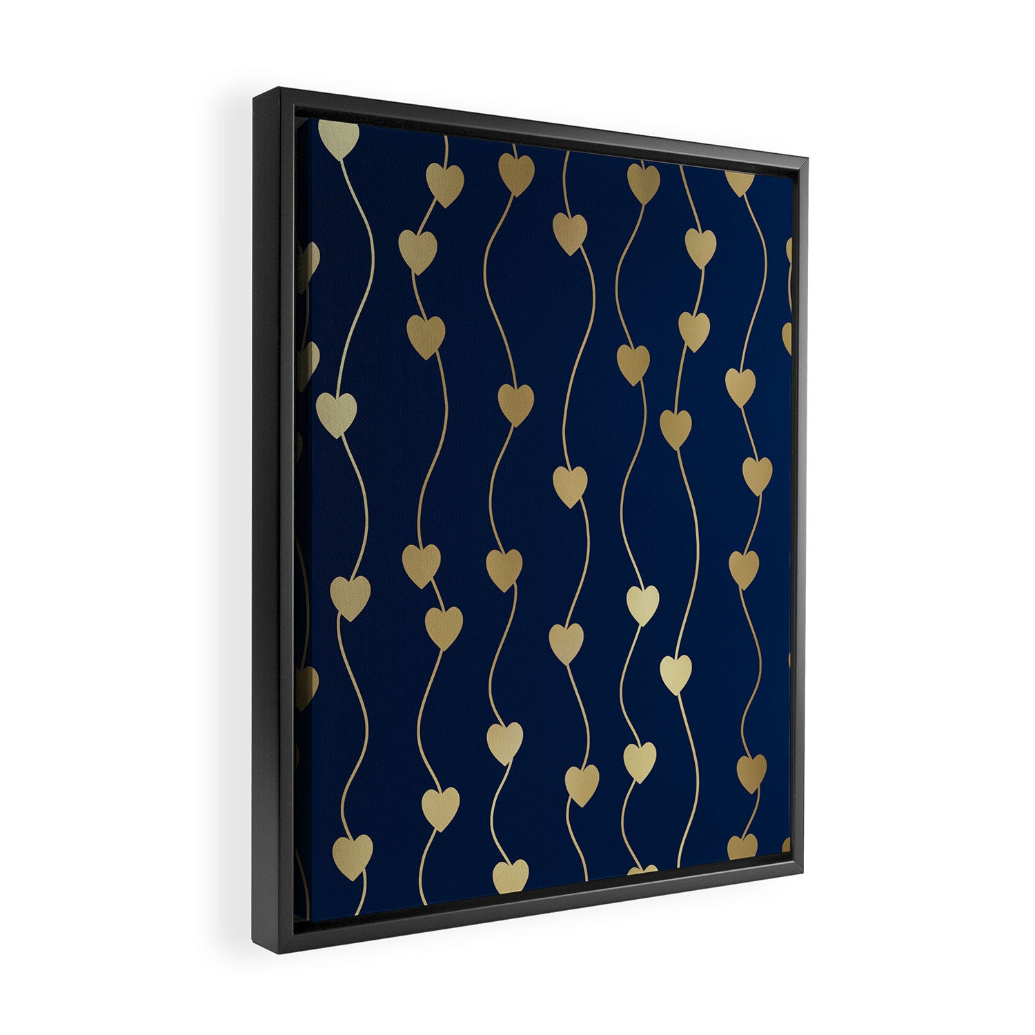 Heart Strings in Navy and Gold Framed Canvas Print Gallery Image 2