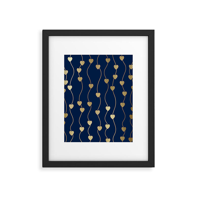 Heart Strings in Navy and Gold Framed Art Print Gallery Image 6