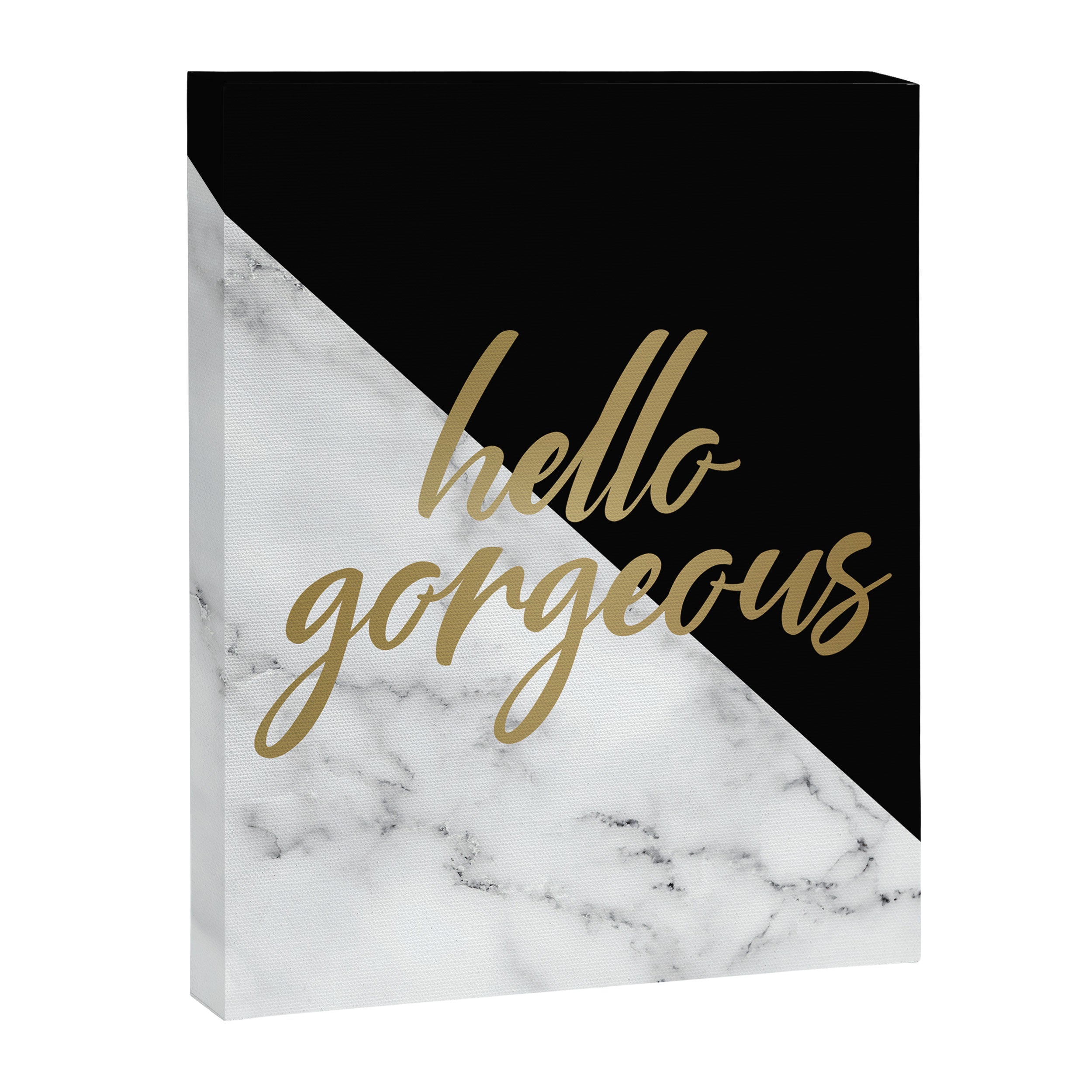 Hello Gorgeous, Meme, Marble and Black Canvas Print Gallery Image 8