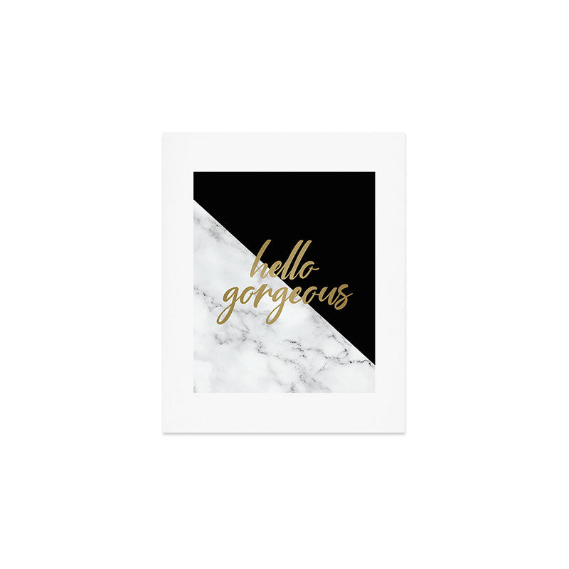 Hello Gorgeous, Meme, Marble and Black Art Print Gallery Image 1