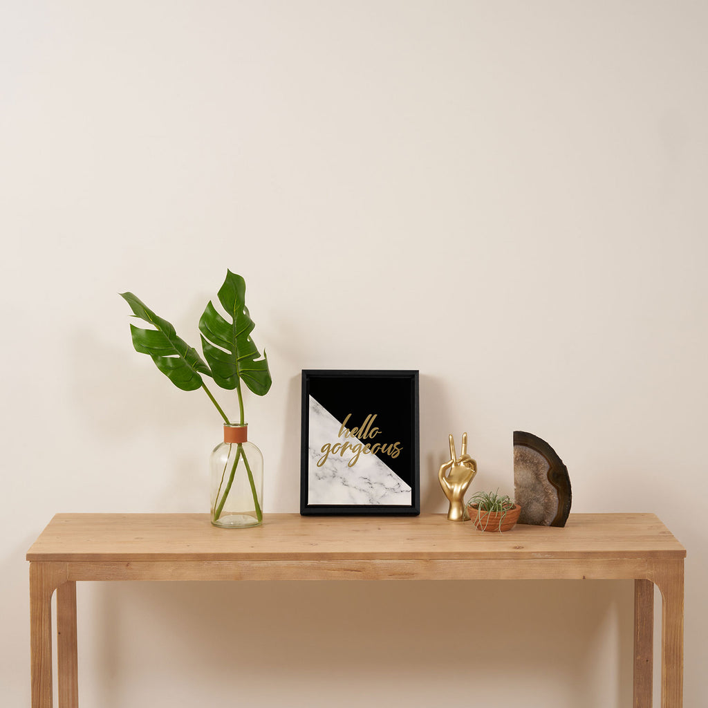 Hello Gorgeous, Meme, Marble and Black Framed Canvas Print Gallery Image 4