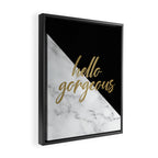 Hello Gorgeous, Meme, Marble and Black Framed Canvas Print Gallery Image 2