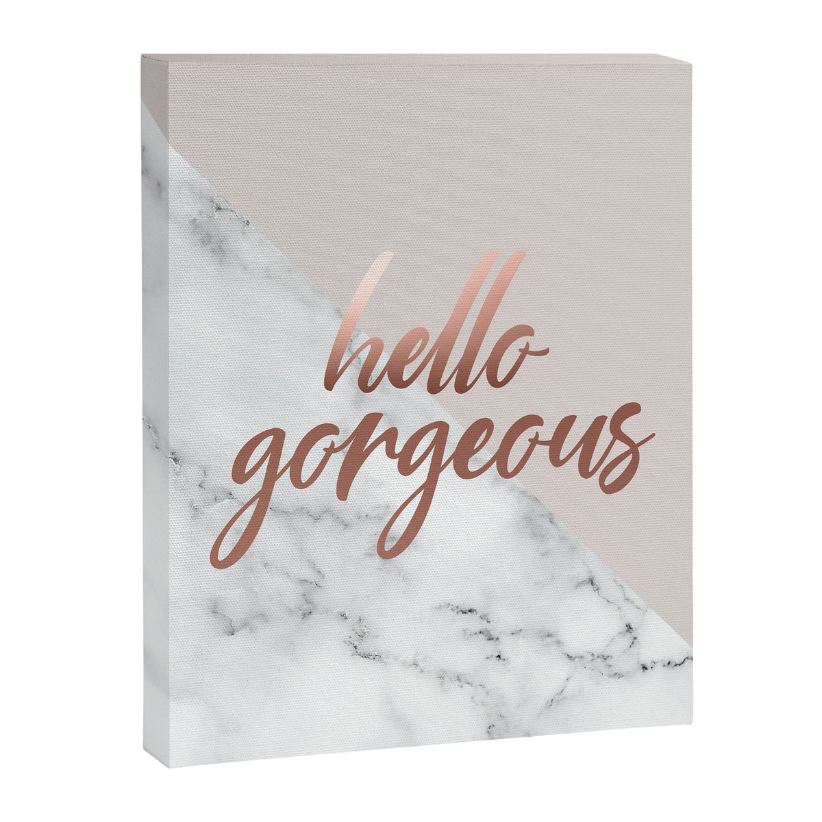 Hello Gorgeous, Rose Gold, Pink, Marble Canvas Print Gallery Image 8