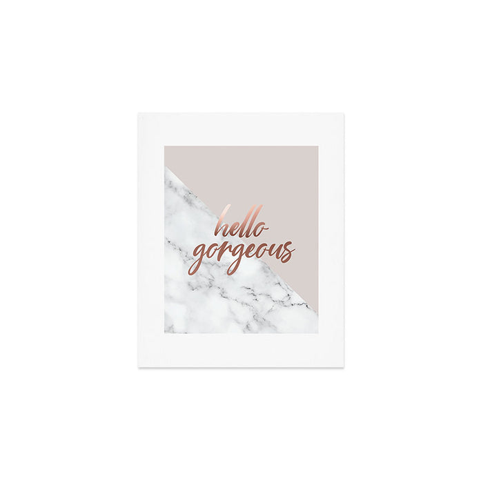 Hello Gorgeous, Rose Gold, Pink, Marble Art Print Gallery Image 1