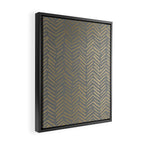 Herringbone, Boho, Mudcloth Pattern, Grey and Gold Framed Canvas Print Gallery Image 2
