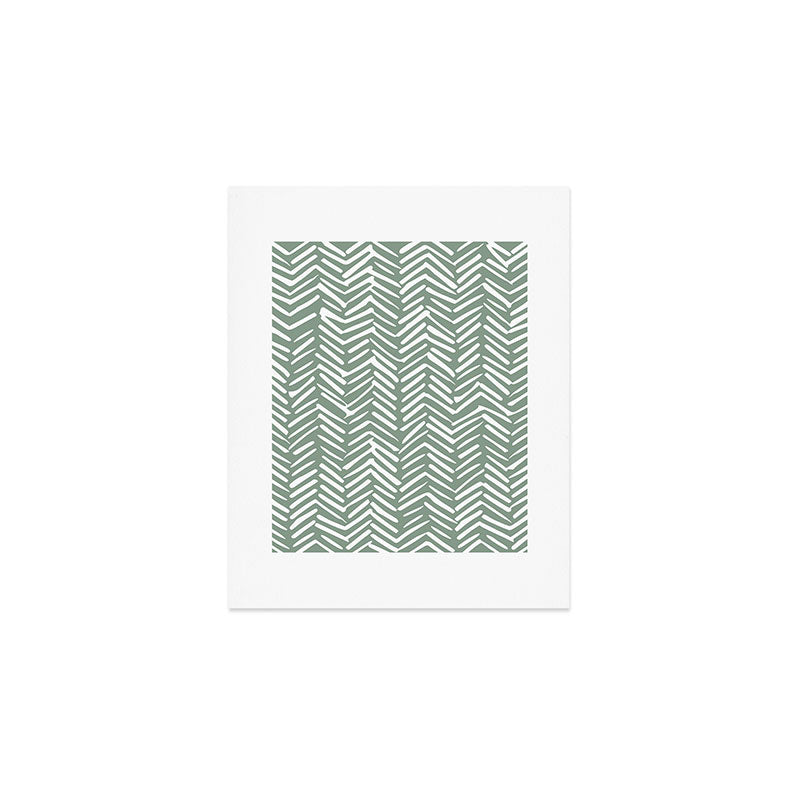 Herringbone, Green, Boho Art Art Print Gallery Image 1