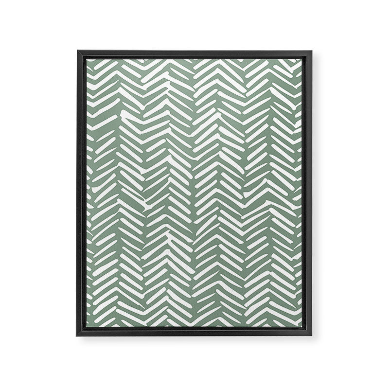 Herringbone, Green, Boho Art Framed Canvas Print Gallery Image 8