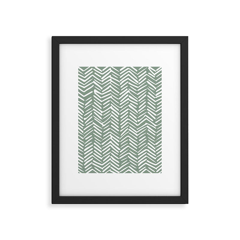 Herringbone, Green, Boho Art Framed Art Print Gallery Image 6