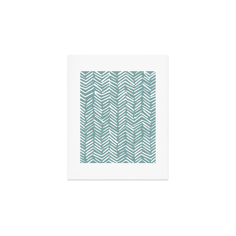 Herringbone, Teal, Boho Art Art Print Gallery Image 1