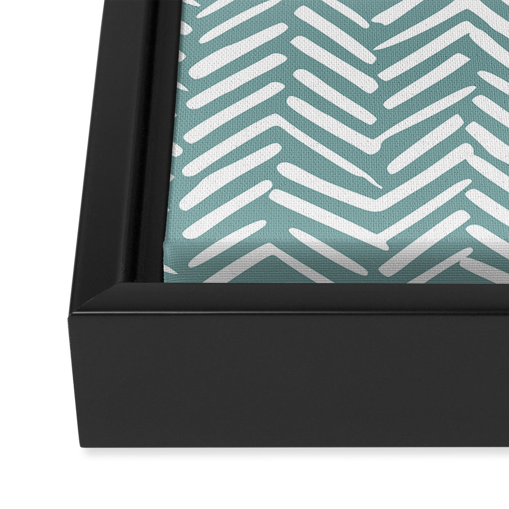 Herringbone, Teal, Boho Art Framed Canvas Print Gallery Image 3