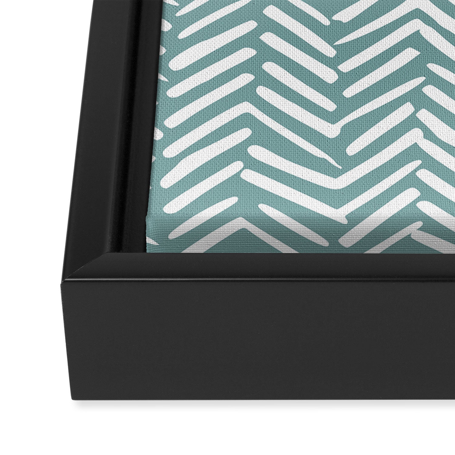 Herringbone, Teal, Boho Art Framed Canvas Print Gallery Image 3