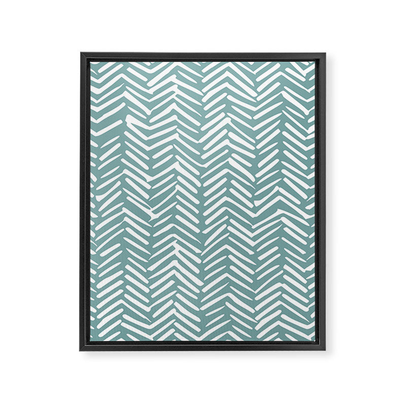 Herringbone, Teal, Boho Art Framed Canvas Print Gallery Image 8