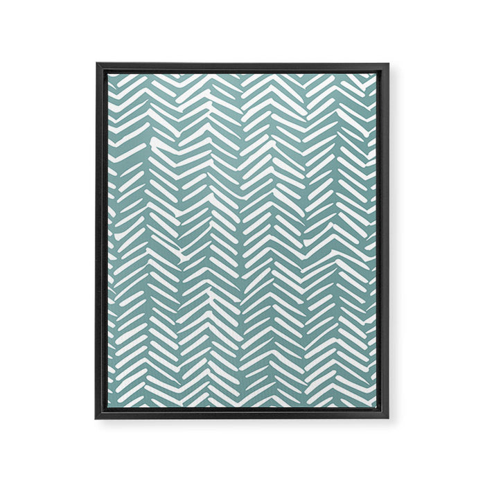 Herringbone, Teal, Boho Art Framed Canvas Print Gallery Image 1