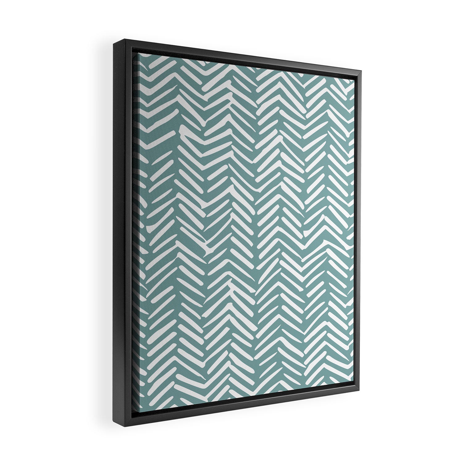 Herringbone, Teal, Boho Art Framed Canvas Print Gallery Image 2