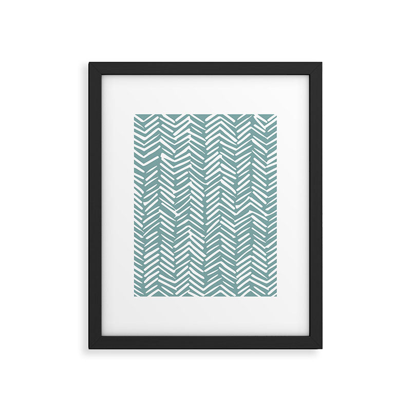 Herringbone, Teal, Boho Art Framed Art Print Gallery Image 6